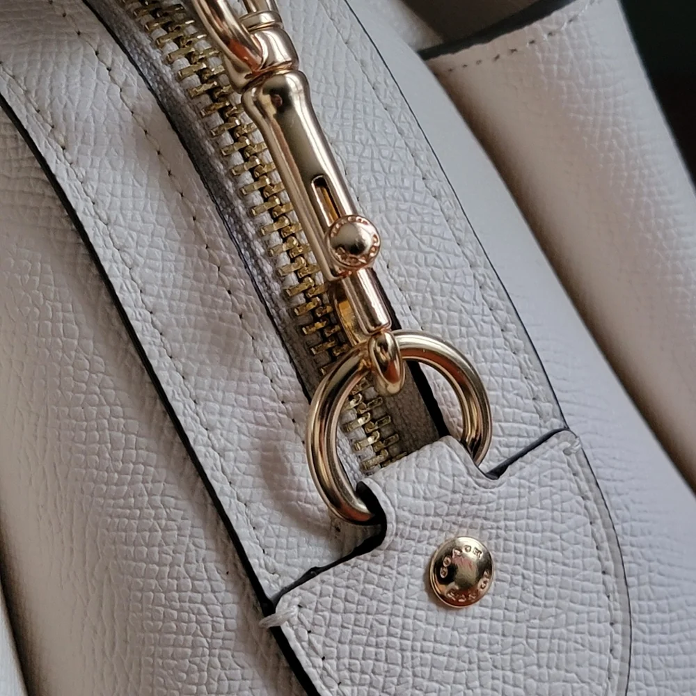 Coach CH290 Darcie Carryall White Cream Crossgrain Leather Satchel Bag